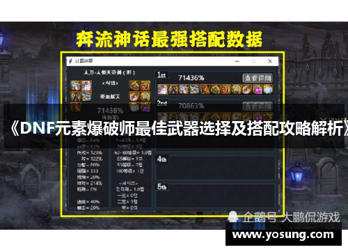 《DNF元素爆破师最佳武器选择及搭配攻略解析》